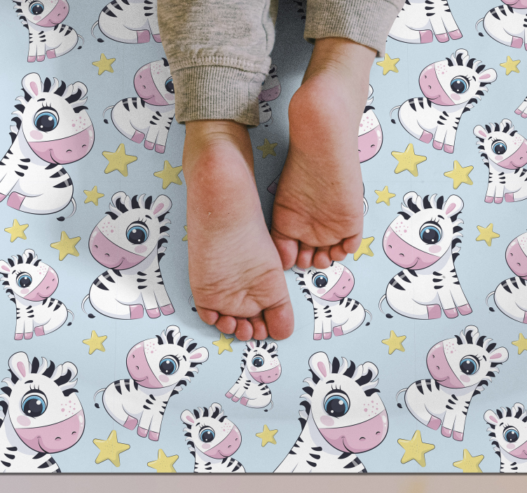 Zebra Starry Pattern kids vinyl rug - TenStickers