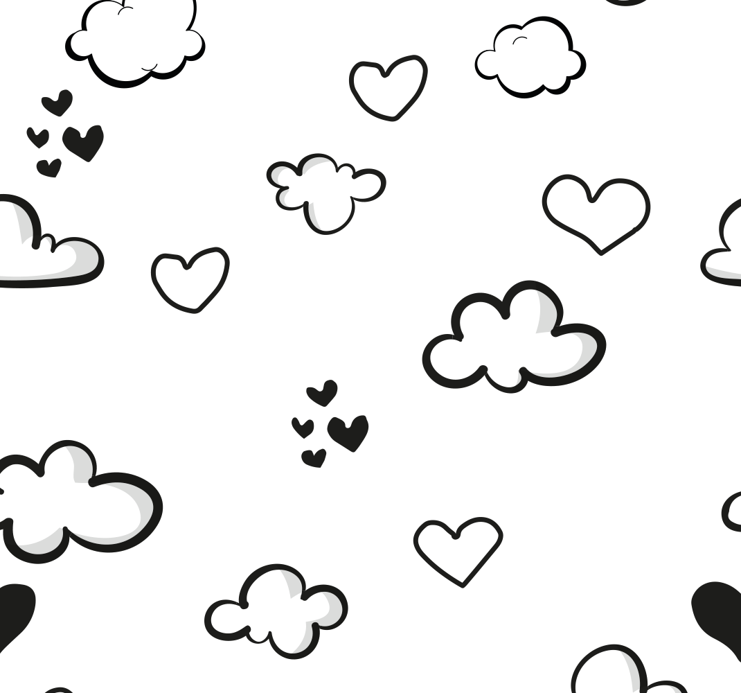 Clouds and hearts white vinyl rug - TenStickers