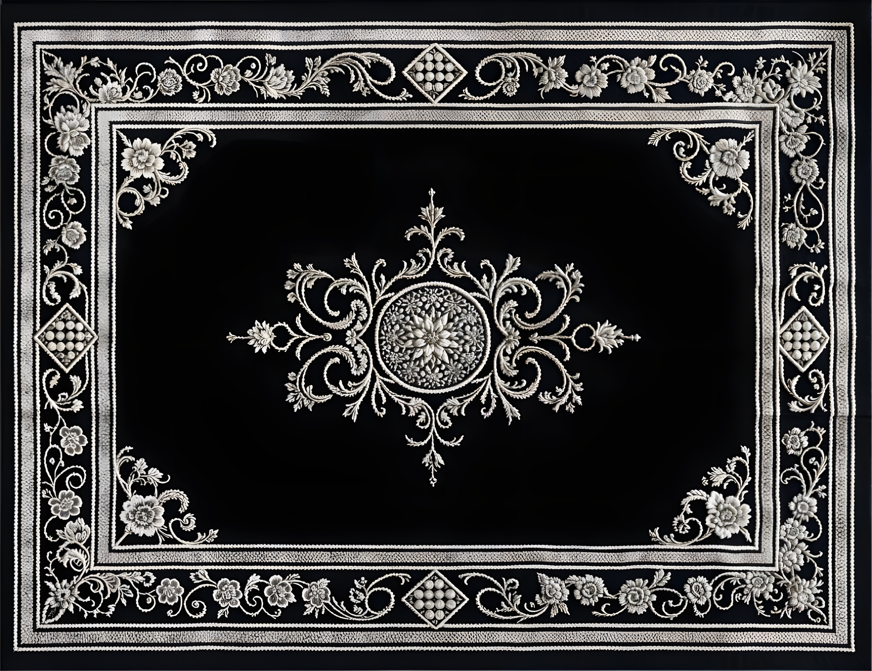 Classic oriental design black vinyl rug - TenStickers