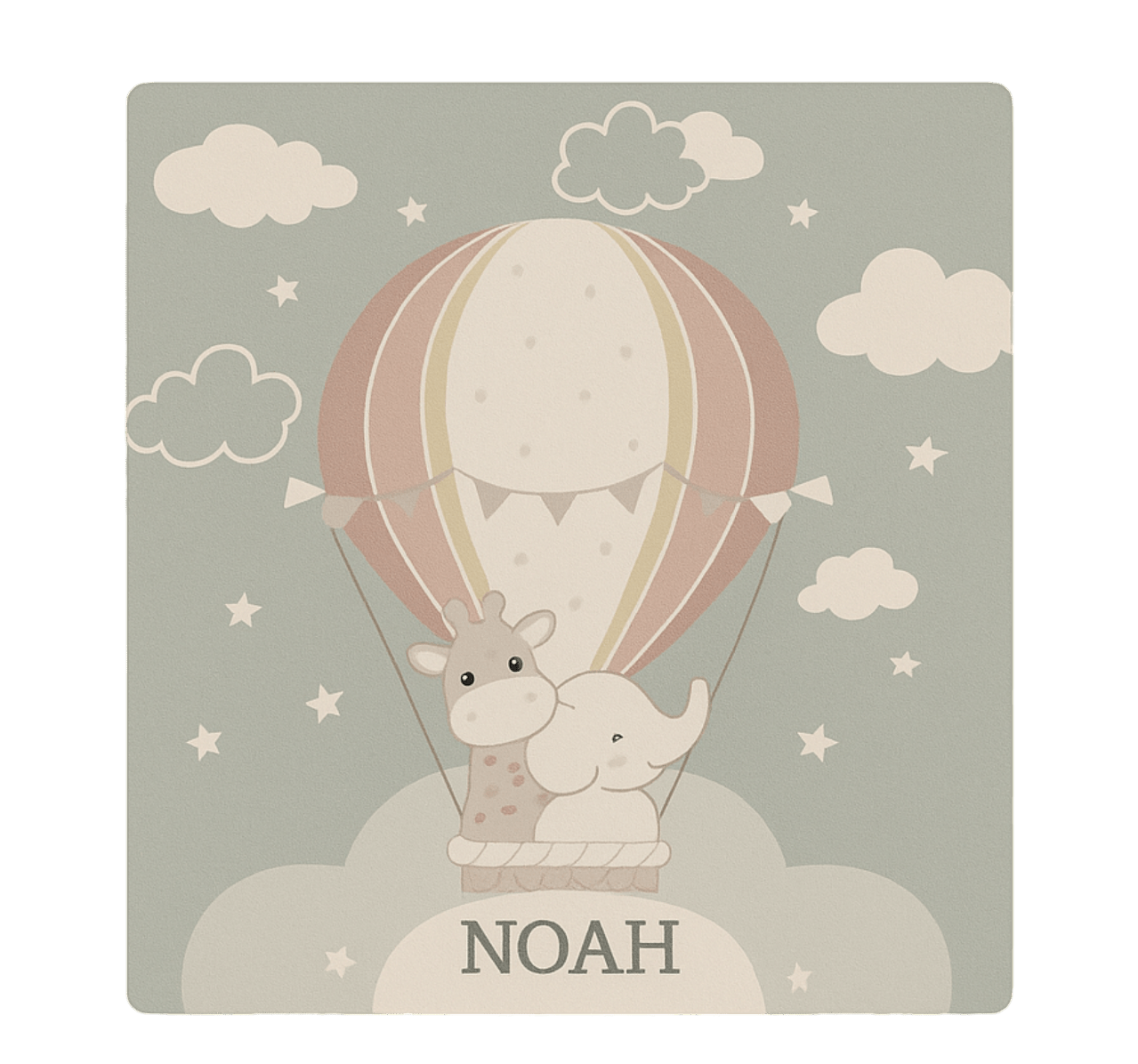 Vinyl rug with pastel air balloon and name - TenStickers