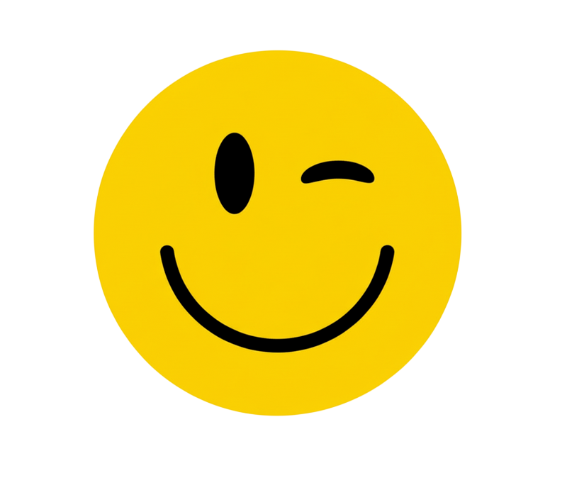 Circular vinyl rug with a playful wink face - TenStickers