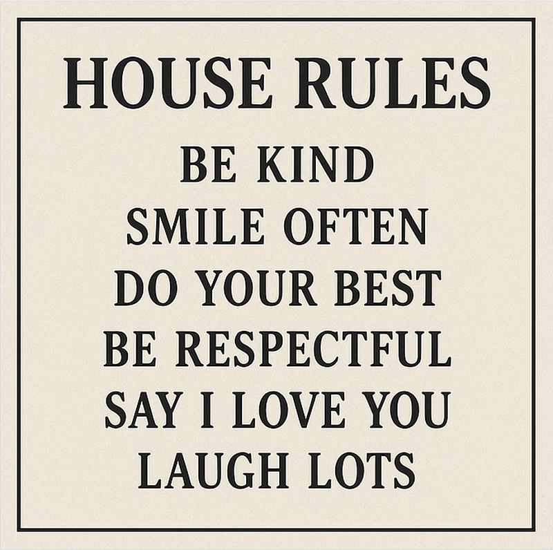 Custom vinyl rug house rules decor - TenStickers