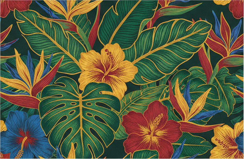 Living room vinyl rug with tropical plants - TenStickers