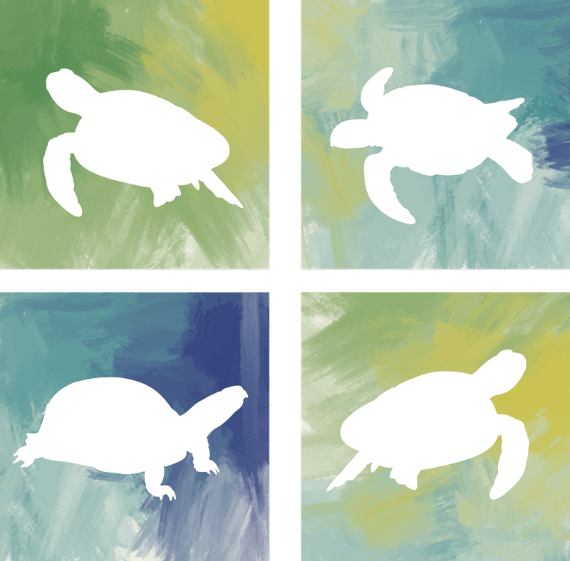 Animal vinyl rug colorful turtle pack tile - TenStickers