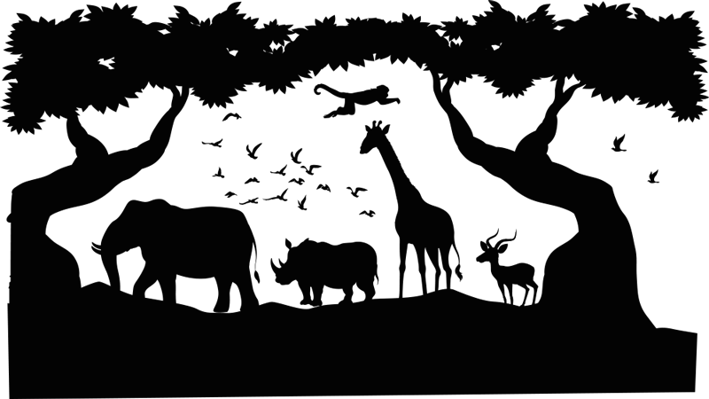 Animal vinyl rug black and white savannah style - TenStickers