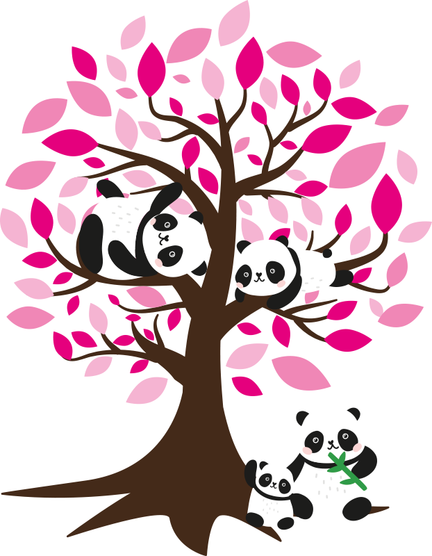 Animal vinyl rug featuring a panda tree design - TenStickers