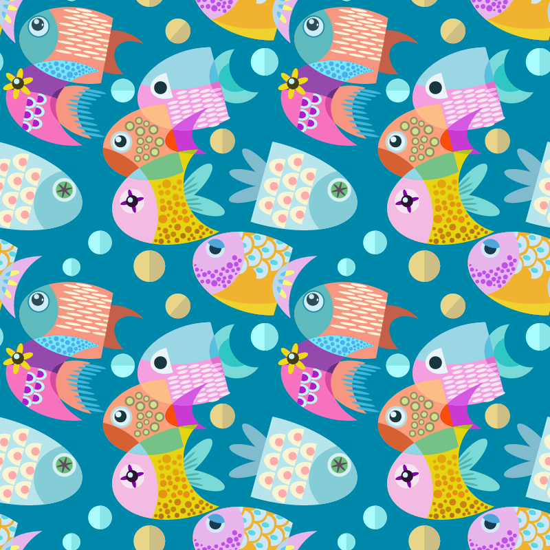 Animal vinyl rug for kids featuring fish design - TenStickers