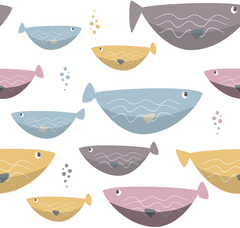 Animal vinyl rug colored fish for children - TenStickers