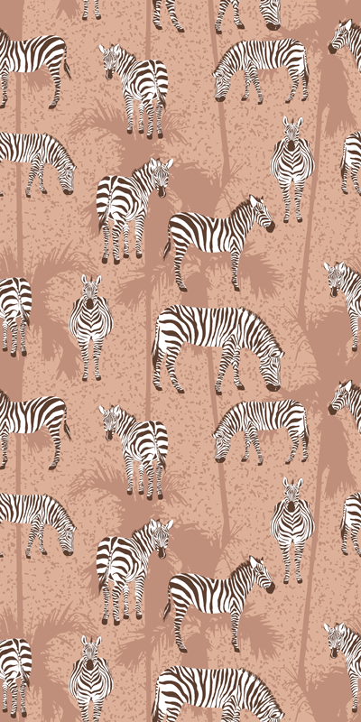 Animal vinyl rug zebra and palm brown - TenStickers
