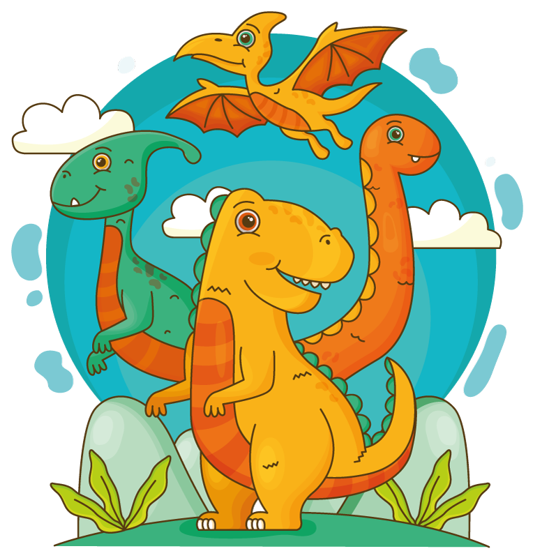 Animal vinyl rug featuring dinosaurs in the jungle - TenStickers