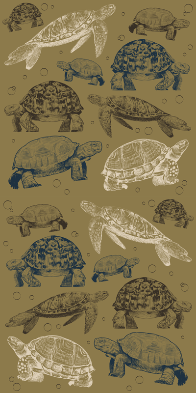Animal vinyl rug with beige background turtles - TenStickers