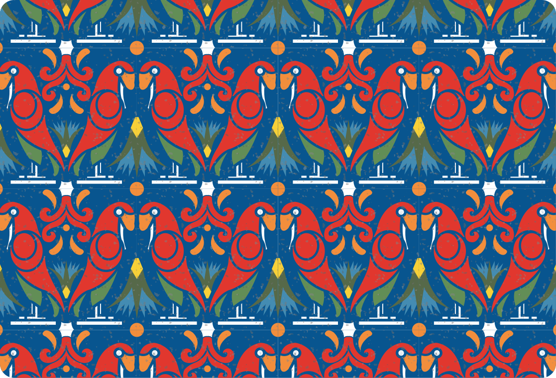 Animal vinyl rug floral design on blue background - TenStickers