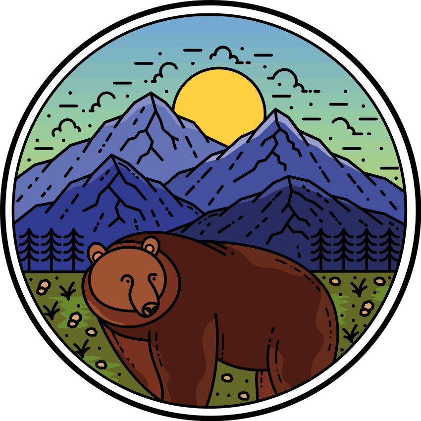 Animal vinyl rug bear in the landscape - TenStickers