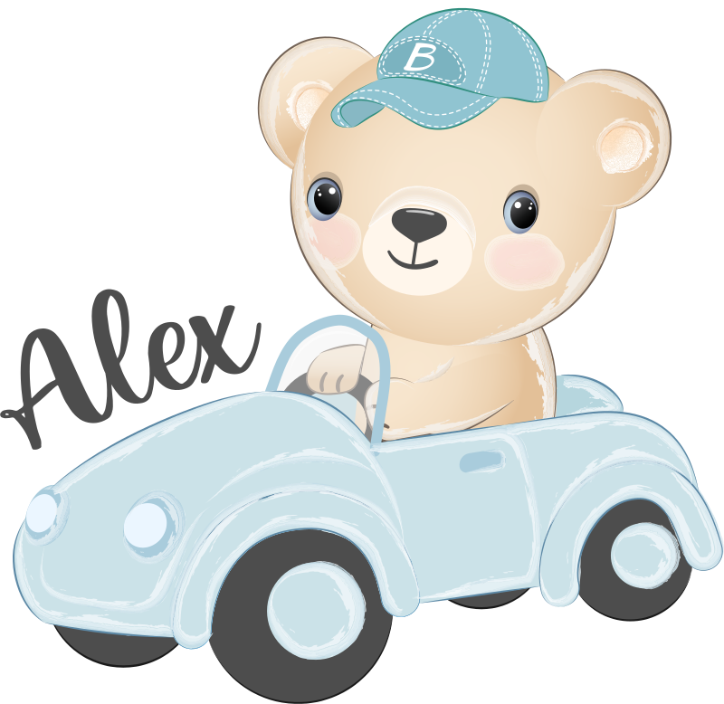 Cute bear driver animal vinyl rug - TenStickers
