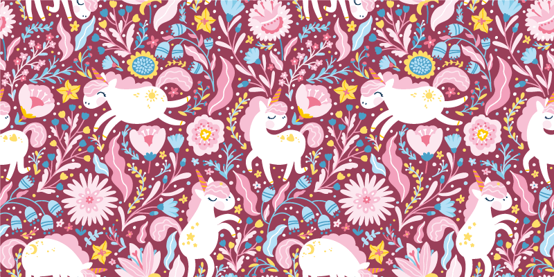 Animal vinyl rug playful unicorns design - TenStickers