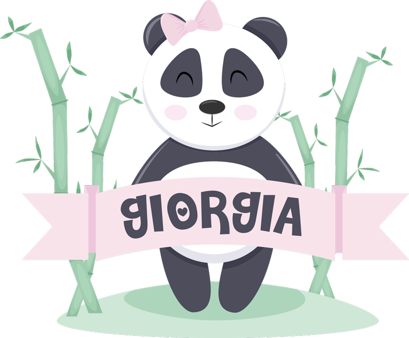 Baby panda girl with name animal vinyl rug - TenStickers