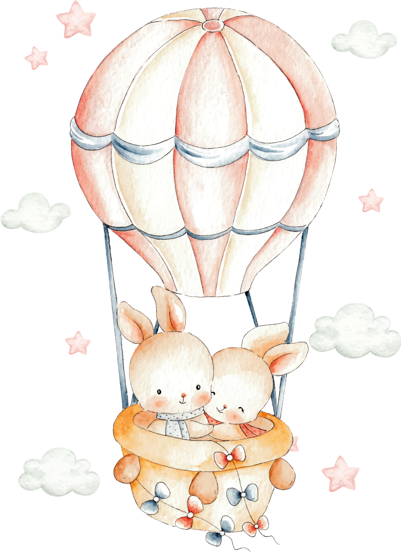 Animal vinyl rug with pastel bunnies on balloons - TenStickers