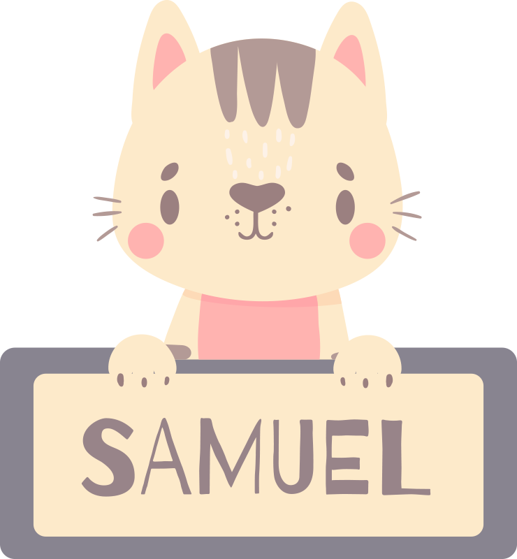 Animal vinyl rug with personalized cat label - TenStickers