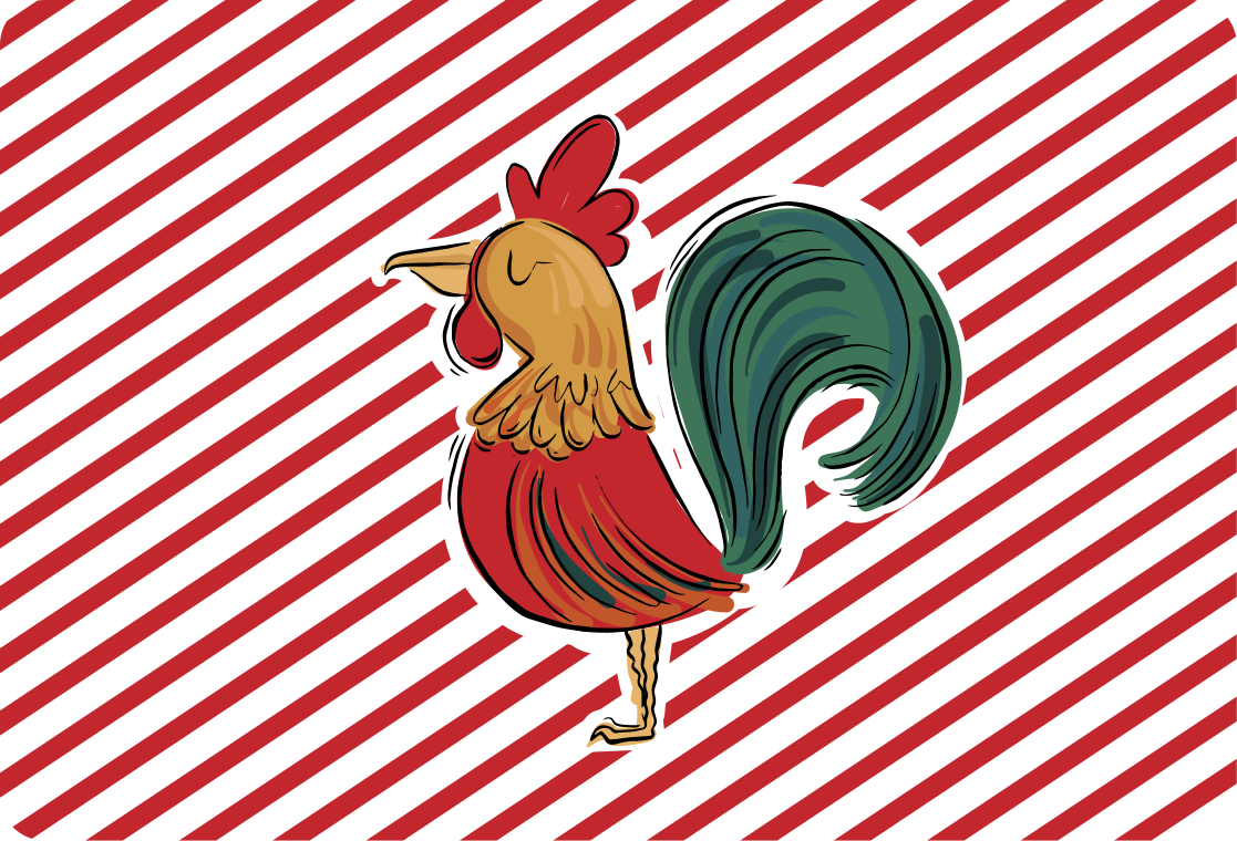 Animal vinyl rug with original colored rooster design - TenStickers