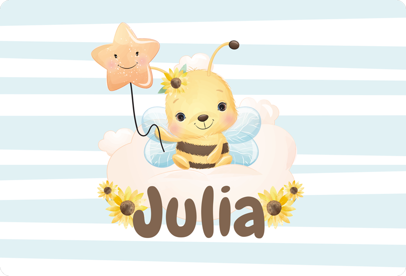 Cute animal bee personalized vinyl rug - TenStickers