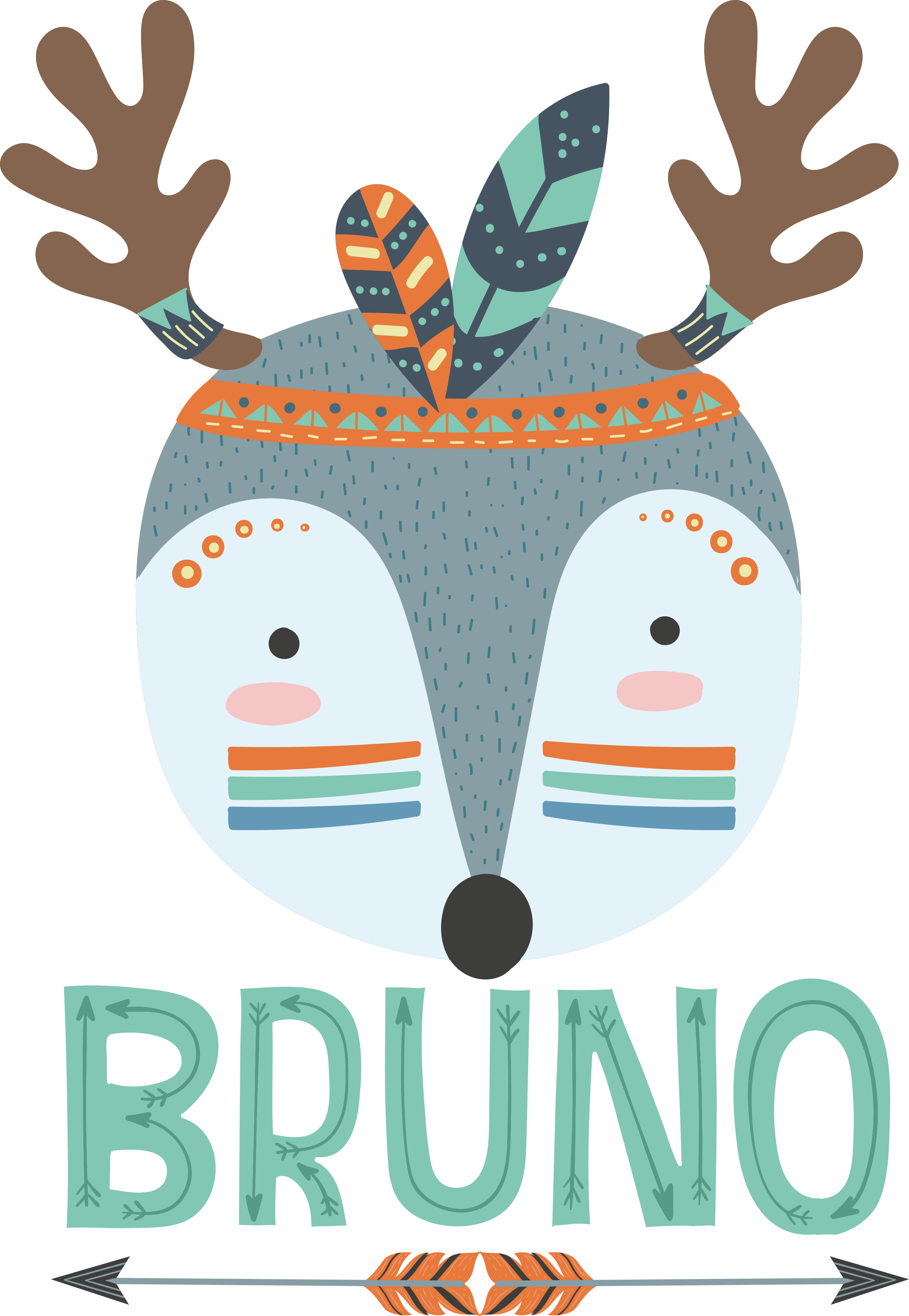 Animal vinyl rug featuring customizable blue nordic deer - TenStickers