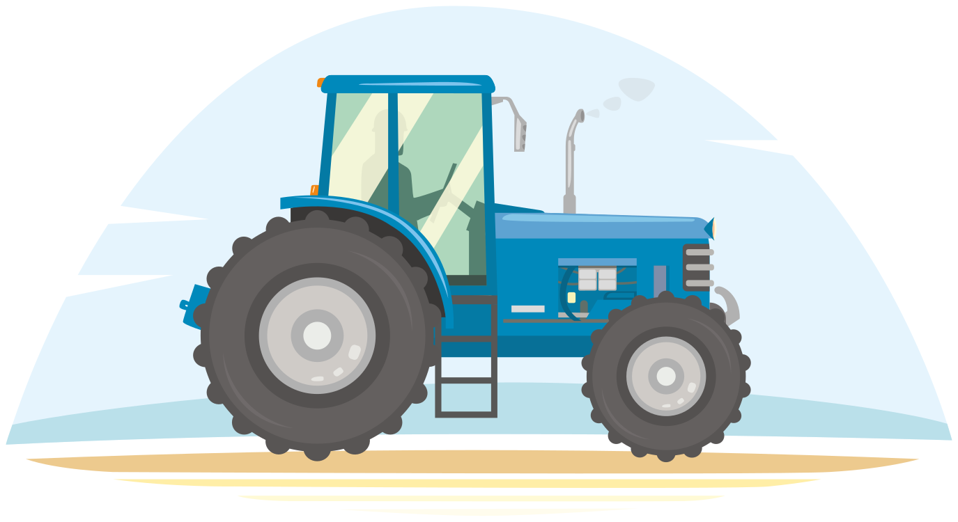 Animal vinyl rug with blue tractor design - TenStickers