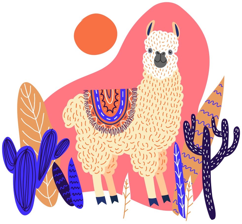 Animal vinyl rug peruvian llama and cactus - TenStickers