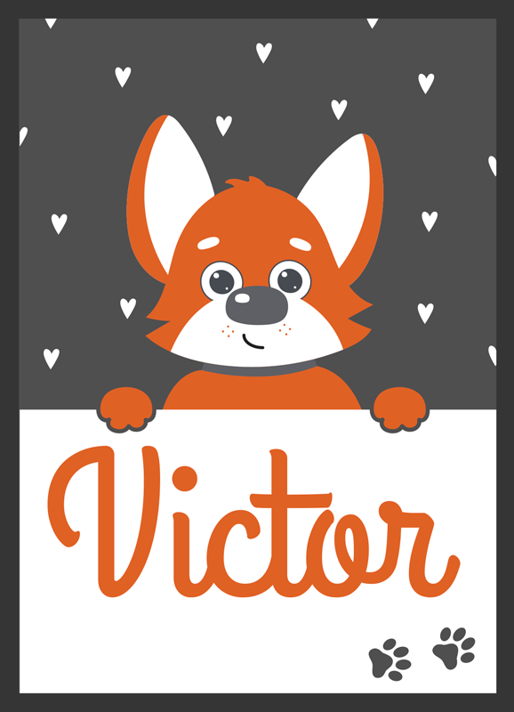 Animal vinyl rug dog kids name poster - TenStickers