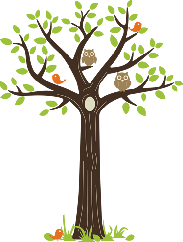 Flower vinyl rug with owls and trees - TenStickers