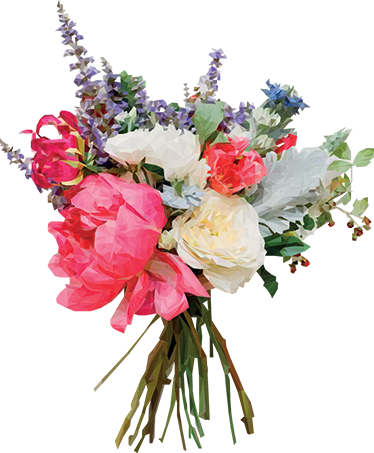 Flower vinyl rug in geometric bouquet design - TenStickers