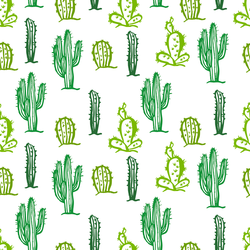 Flower vinyl rug in green cactus design - TenStickers