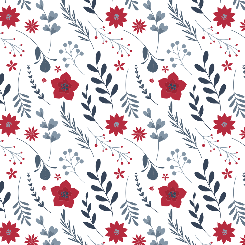 Flower vinyl rug in red and white pattern - TenStickers
