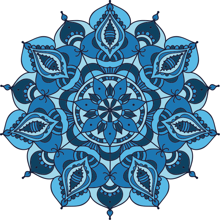 Flower vinyl rug lotus blue mandala - TenStickers