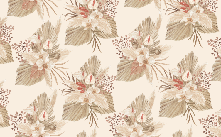 Beige dried flowers flower vinyl rug - TenStickers