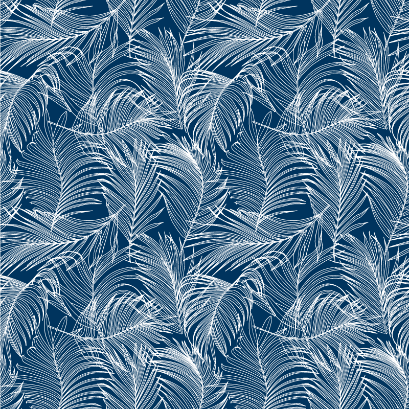 Flower vinyl rug with elegant blue foliage - TenStickers