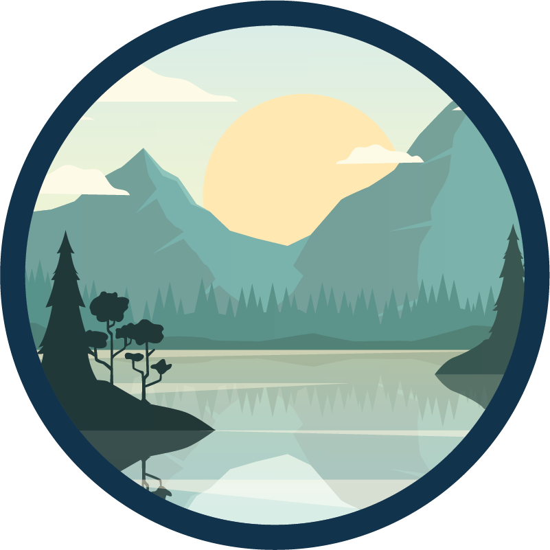 Flower vinyl rug silhouette mountain with lake - TenStickers