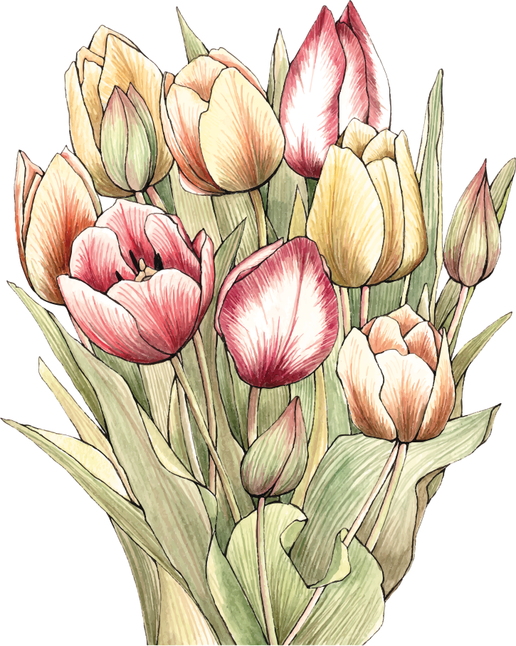 Flower vinyl rug colorful tulip bouquet - TenStickers
