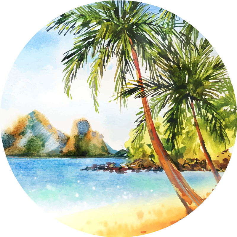 Flower vinyl rug watercolor palms design - TenStickers