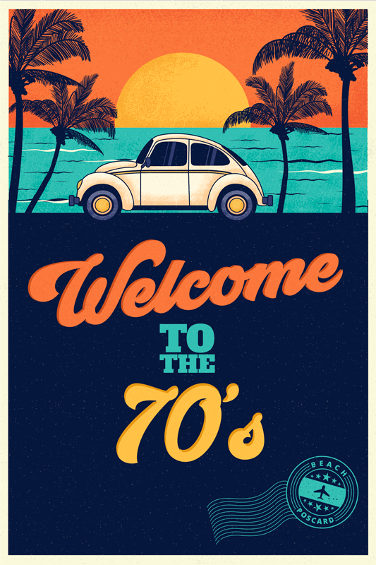 Vintage vinyl rug feel the vibe of the 70's - TenStickers