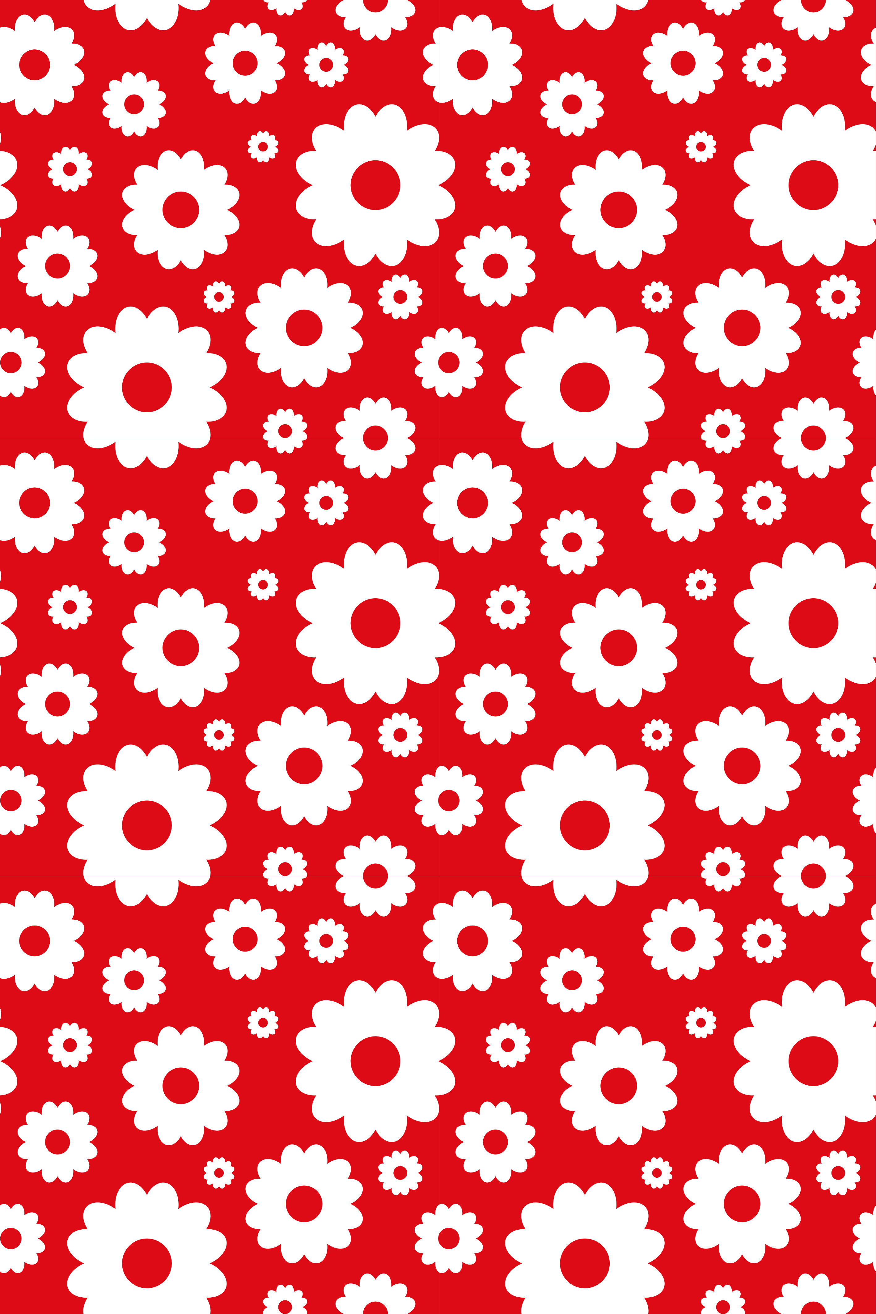 Flower vinyl rug white and red daisies - TenStickers