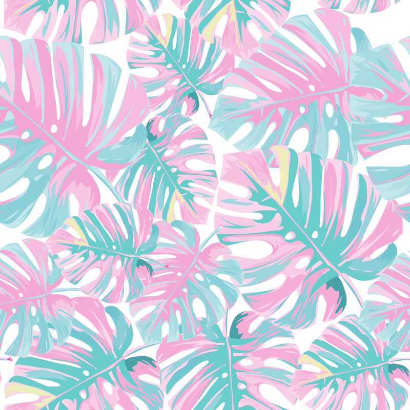 Flower vinyl rug with delightful monstera design - TenStickers