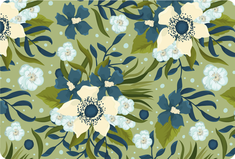 Flower vinyl rug with vibrant summer design - TenStickers