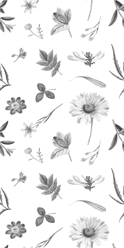 Flower vinyl rug in gray spring flowers - TenStickers