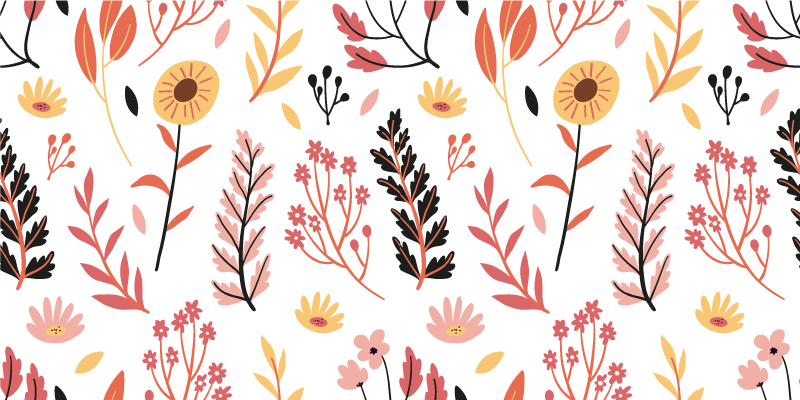 Colorful flowers on a white background flower vinyl rug - TenStickers