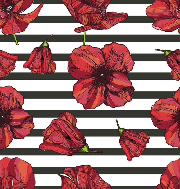 Flower vinyl rug polish poppy flowers - TenStickers