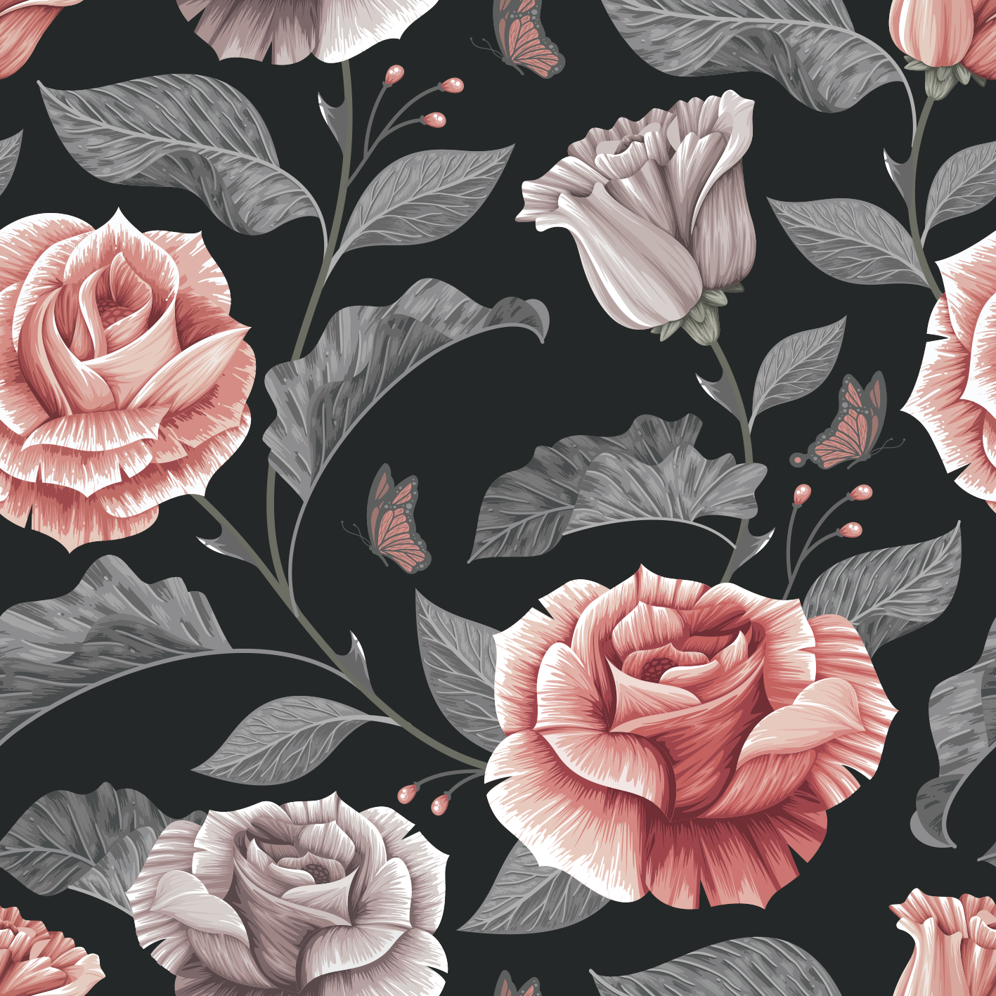 Flower vinyl rug with roses design - TenStickers