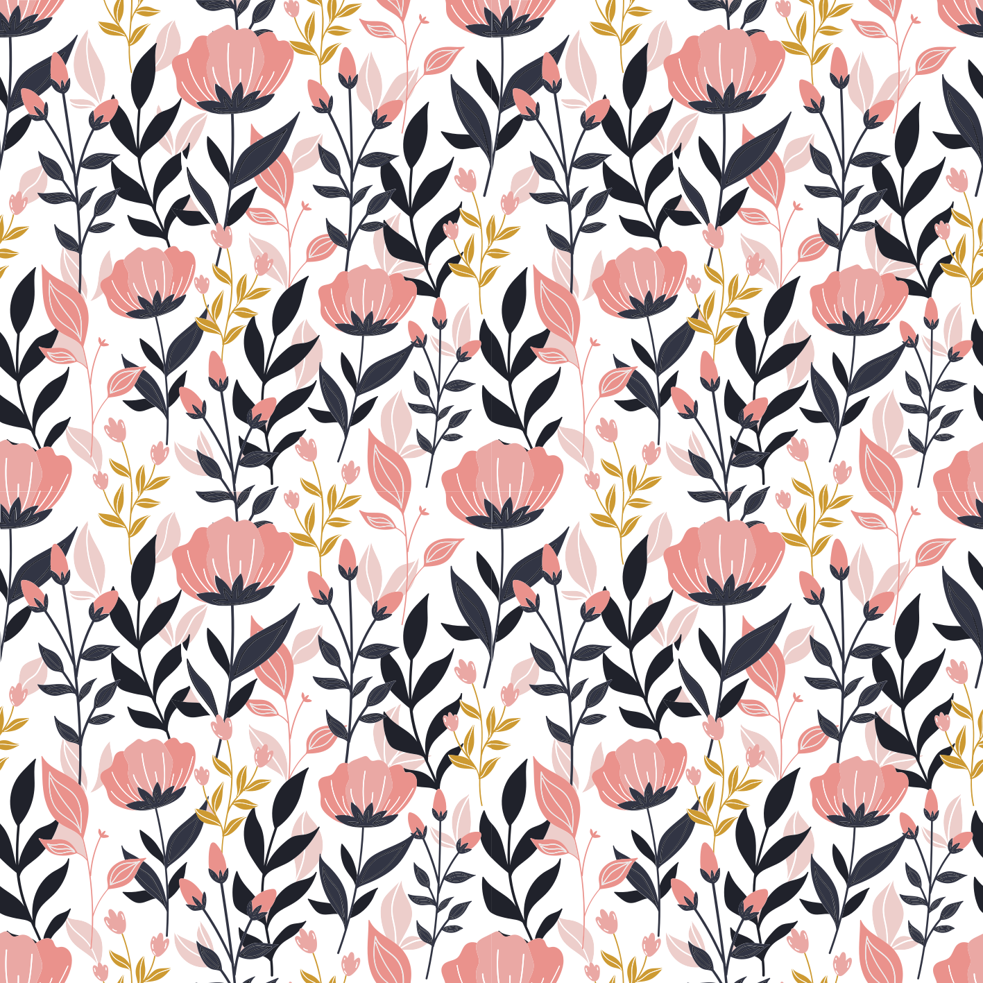 Pink floral flower vinyl rug - TenStickers