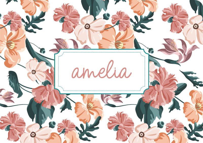 Flower vinyl rug with beautiful pastel floral design - TenStickers