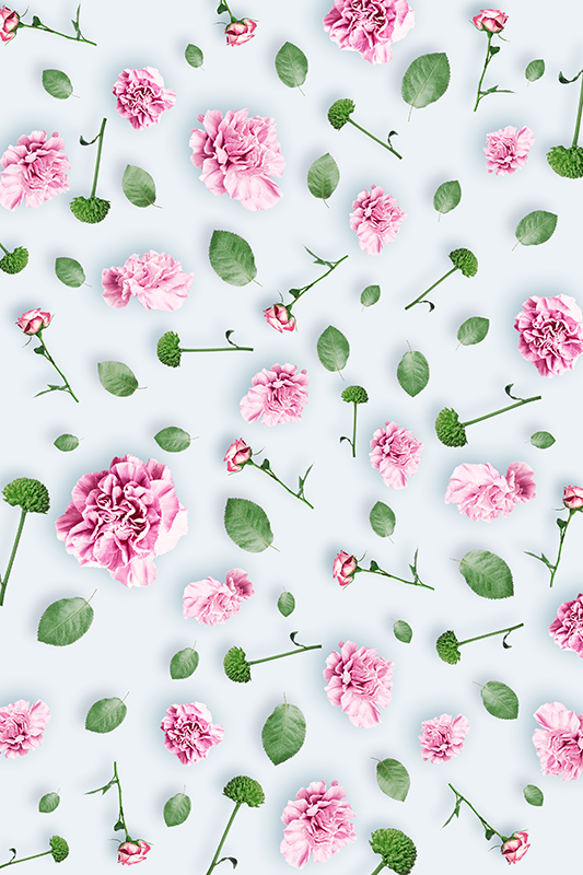 Flower vinyl rug with plants and flowers design - TenStickers