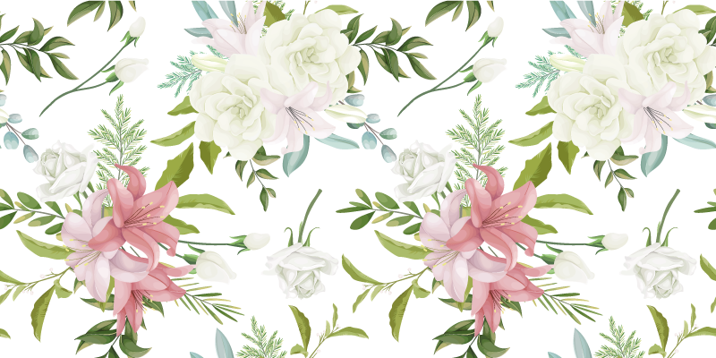 Flower vinyl rug minimalist realistic garden - TenStickers